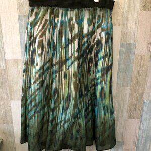 NIC & ZOE Watercolor Silk Blend Midi Skirt